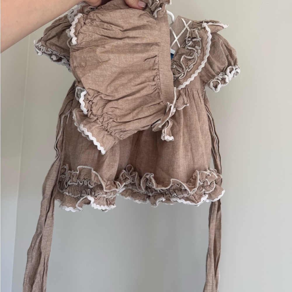Adorable Brown Ruffled Kids Blouse - Picture 3 of 5